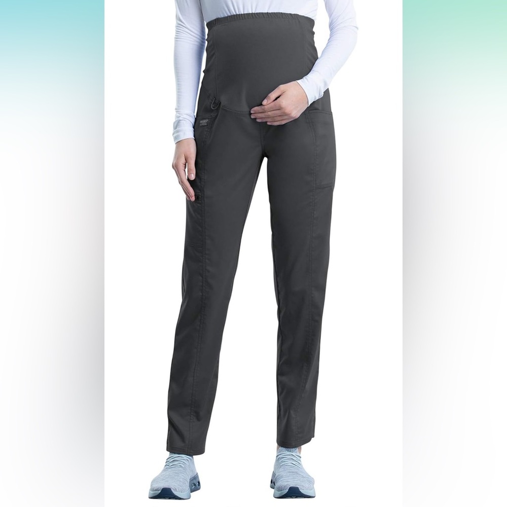 Cherokee Maternity Straight Leg Scrub Pants in Charcoal Gray